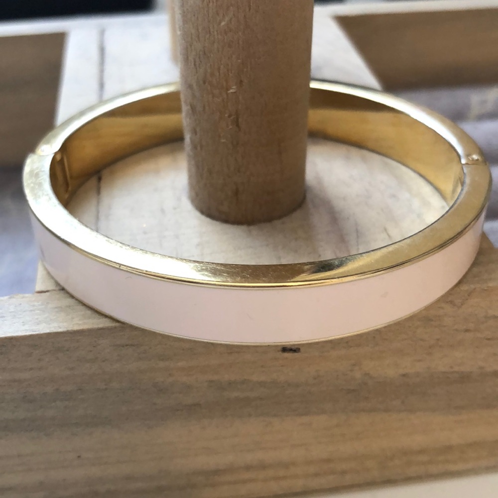 J. Crew Bangle in Gold and White Enamel